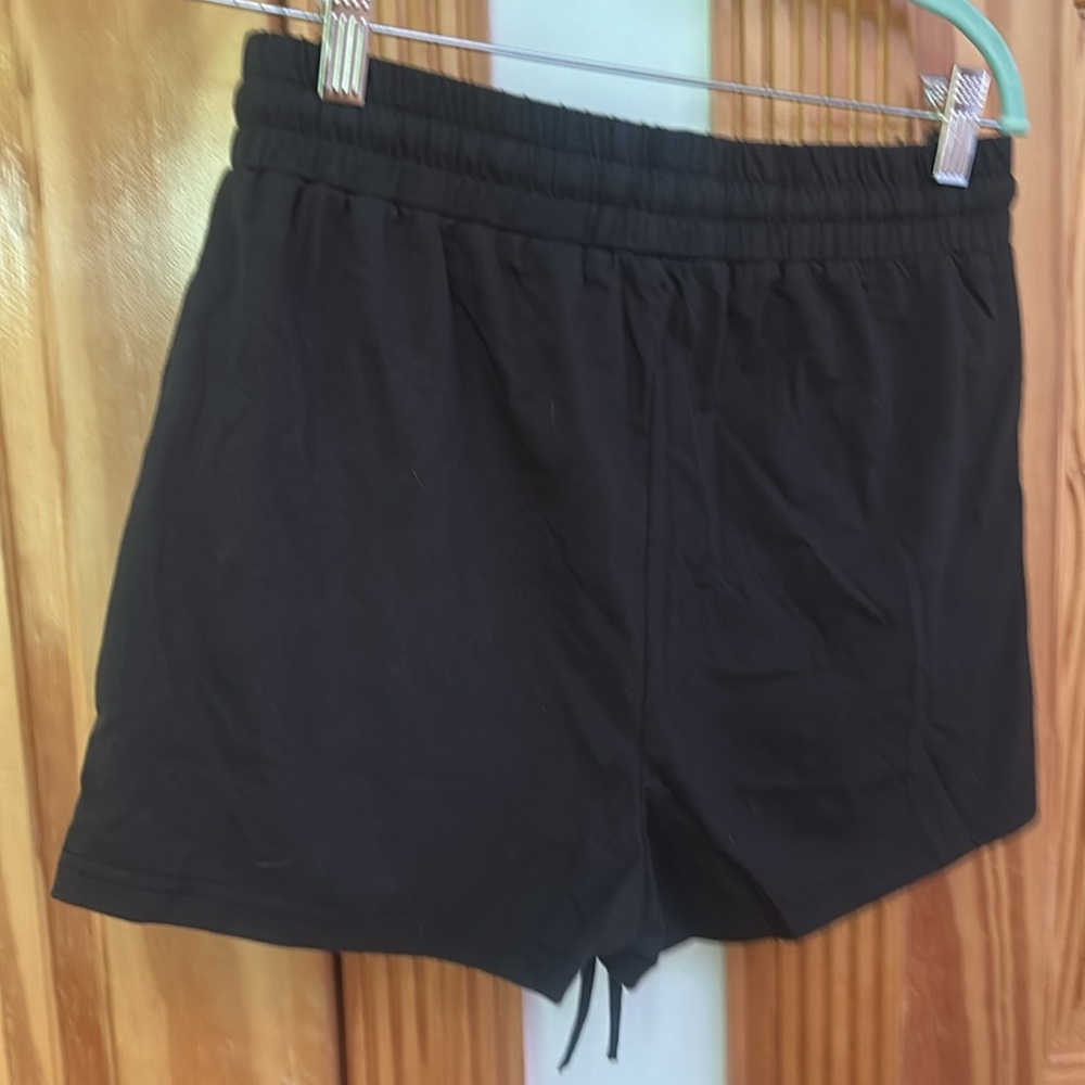 Tickled Teal Black Athletic Shorts Elastic Waistband - Picture 5 of 5